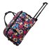 AGT0012 - Flower Print Travel Holdall Trolley Luggage With Wheels - CABIN APPROVED