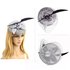 AGF00234 - Light Grey / Black Feather & Flower Mesh Hat Fascinator