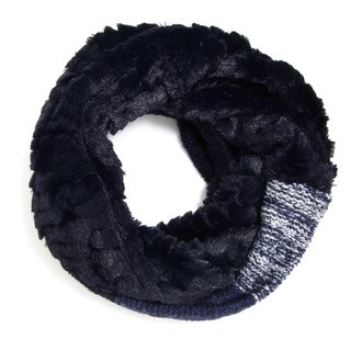 AGSC202 - Navy Women's Faux Fur Trim Winter Scarf