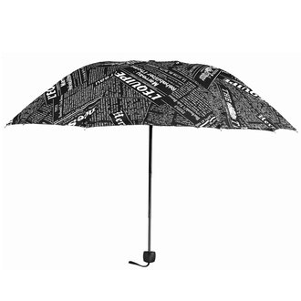 AGU0013 - Black Newspaper Print Manual Open Umbrella