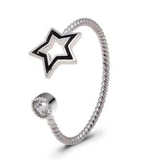 AGR0046 - Silver Sparkle Crystal Adjustable Star Ring