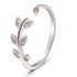 AGR0056 - Silver Sparkle Crystal Leaves Ring