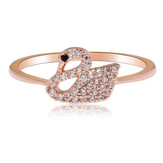 AGR0069 - Gold Crystal Iconic Swan Logo Ring