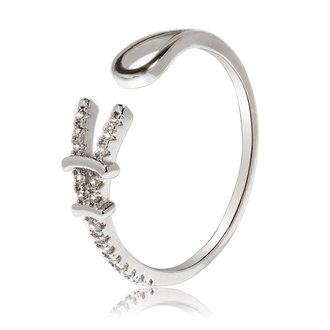 AGR0073 - Silver Crystal Adjustable Eiffel Tower Ring