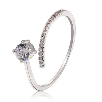 AGR0091 - Silver Crystal Adjustable Classic Fashion Ring