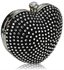 LSE0060 - Black Diamante Hardcase Heart Clutch Bag