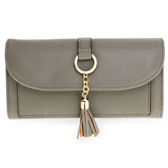 AGP1091 - Grey Flap Purse/Wallet With Tassel