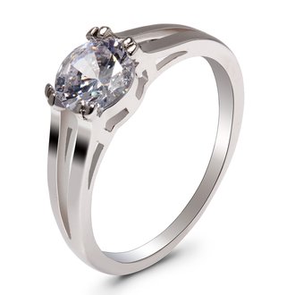 AGR0033 - Silver Sparkle Crystal Engagement Ring