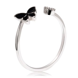 AGR0049 - Silver Crystal Butterfly Adjustable Ring