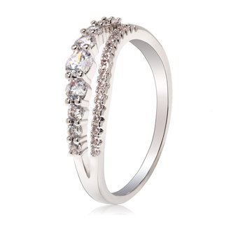 AGR0088 - Silver Sparkle Crystal Engagement Ring