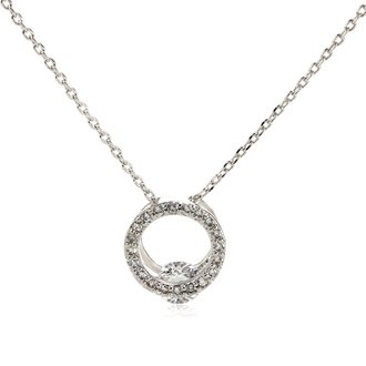 AGN0047 - Silver Sparkling Crystal Circle Necklace