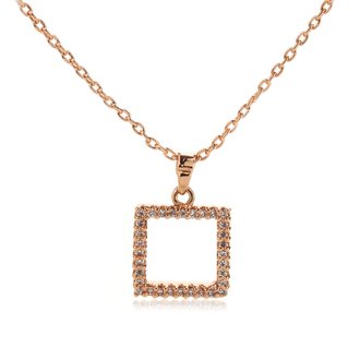 AGN0051 - Gold Sparkling Crystal Square Necklace