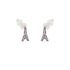 AGE0019 - Silver Sparkling Crystal Eiffel Tower Earring
