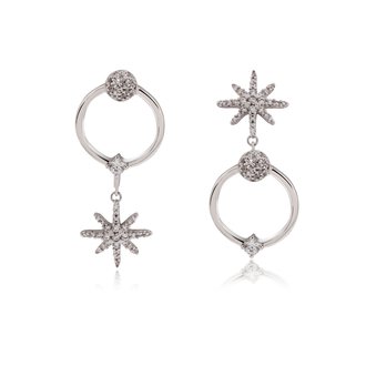 AGE0023 - Silver Sparkling Crystal Fashion Earring