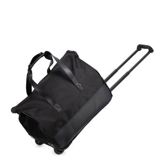 AGT0018 - Black Travel Holdall Trolley Luggage With Wheels - CABIN APPROVED