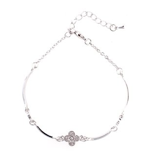 AGB0071 - Silver Flower Crystal Bracelet