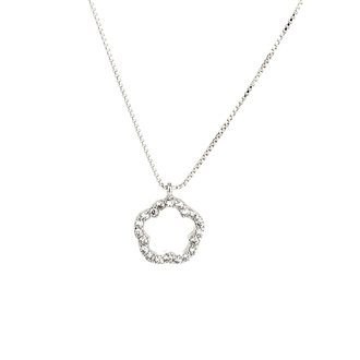 AGN0011 - Sparkling Silver Plated Flower Crystal Necklace
