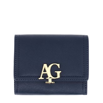 AGP1086 - Navy Flap Purse/Wallet With Gold Metal Work