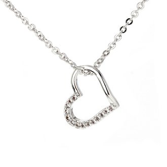AGN0024 - Silver Plated Crystal Heart Necklace