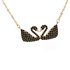 AGN0027 - Gold Plated Crystal Two Swan Necklace