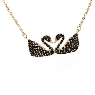 AGN0027 - Gold Plated Crystal Two Swan Necklace