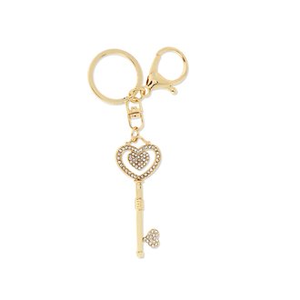 AGCK1042 - Gold Metal Rhinestone Key Bag Charm