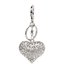 AGCK1046 -  Silver Metal Rhinestone Crystal Heart Bag Charm