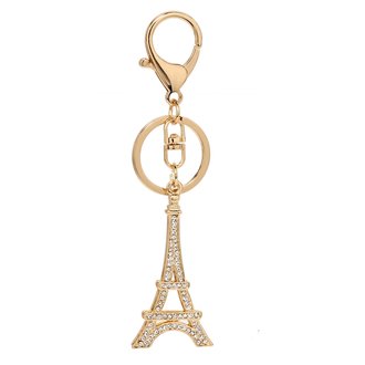 AGCK1048 - Gold Metal Rhinestone Eiffel Tower Bag Charm