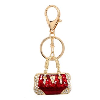 AGCK1051 - Gold Metal Crystal Purse Bag Charm