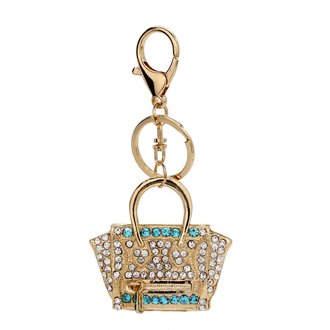 AGCK1053 - Gold Metal Crystal Tote Bag Charm