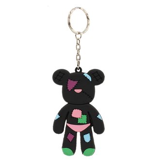 AGCK1070 - Black Patches Teddy Bear Bag Charm
