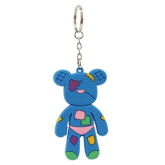 AGCK1072 - Blue Patches Teddy Bear Bag Charm