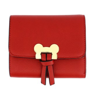 AGP1089 - Red Flap Purse / Wallet With Gold Metal Work