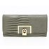 AGP1092 - Grey Flap Crocodile Purse With Gold Metal Work