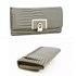 AGP1092 - Grey Flap Crocodile Purse With Gold Metal Work