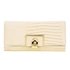 AGP1092 - Beige Flap Crocodile Purse With Gold Metal Work
