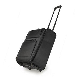 AGT0016 - Black Holdall Travel Trolley Luggage With Wheels - CABIN APPROVED