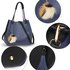 AG00190A - Black / Blue Hobo Bag With Faux-Fur & Tassel Charm