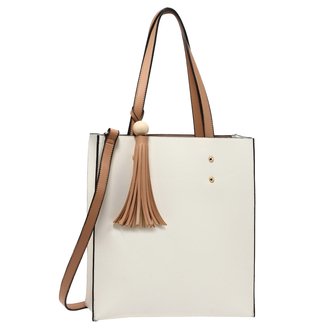 AG00594 - Beige / Nude Fashion Tote Bag With Tassel