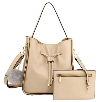 AG00591M - Nude Drawstring Tote Bag With Pouch