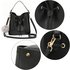 AG00591S - Black Drawstring Tote Bag With Faux-fur Bag Charm