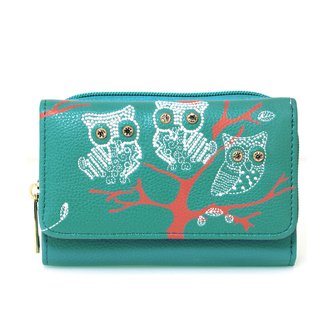 AGP1045 - Teal / White Owl Design Purse/Wallet