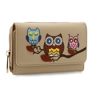 AGP1101 - Nude Flap Owl Design Purse / Wallet