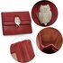 AGP1102 - Burgundy Flap Metal Owl Design Purse / Wallet