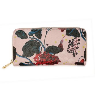 AGP1108 - Pink Floral Print Zip Around Purse / Wallet