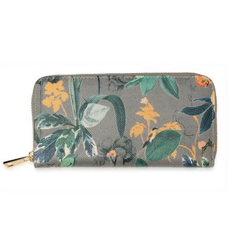 AGP1108 - Grey Floral Print Zip Around Purse / Wallet