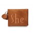 AGP1104 - Tan Trifold Purse / Wallet With Charm