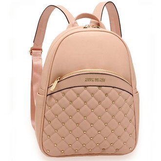 AG00590 - Pink Quilt & Stud Backpack School Bag