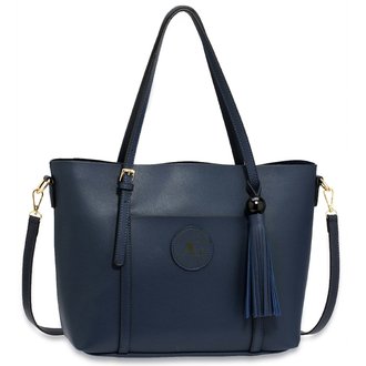 AG00595 - Navy Anna Grace Fashion Tote Bag With Tassel