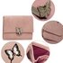 AGP1103 - Pink Flap Metal Butterfly Design Purse / Wallet